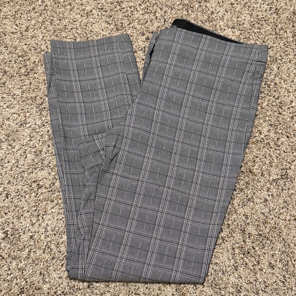 Violets & Roses Gray Plaid Button Fly Pants Size 8 29 Slim Trousers Women Work